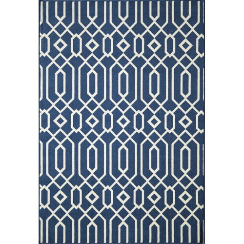 Momeni Rugs , Baja Collection Contemporary Indoor & Outdoor Area Rug, Easy to Clean, UV protected & Fade Resistant, 5'3" x 7'6", Navy Blue