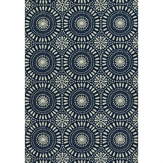 Momeni Baja Navy Indoor Outdoor Rug 6'7" X 9'6"
