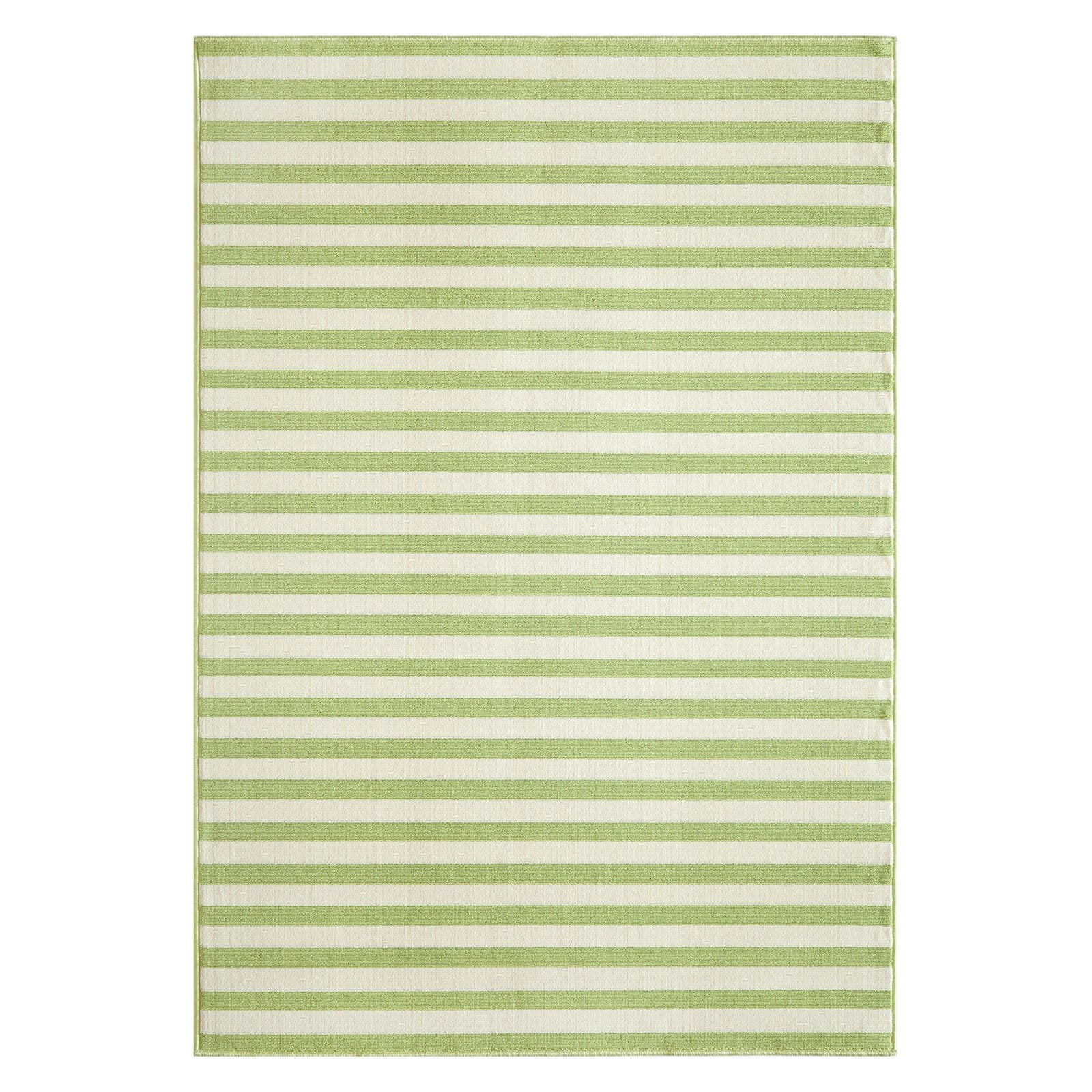 Green Stripe Synthetic 20" Rectangular Easy-Care Area Rug