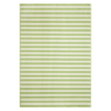 Momeni  Baja Stripe Indoor Outdoor Rug Green 1'8" x 3'7" 2' x 3' Accent, Outdoor, Indoor