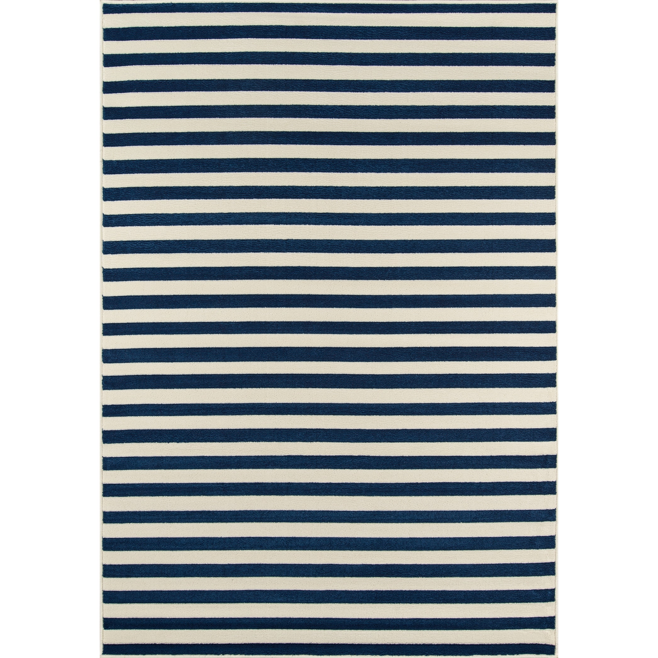Navy Stripe Synthetic Easy Care 4' x 6' Rug