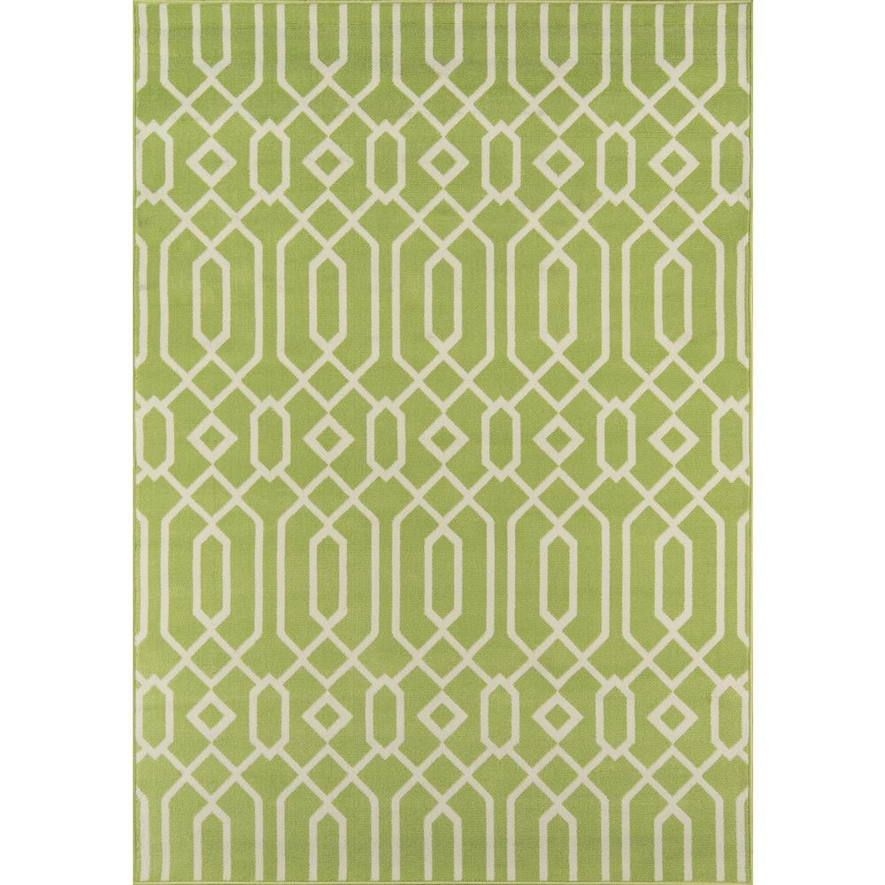 Green and White Flat Woven Synthetic Rectangular Rug 8'6" x 13'