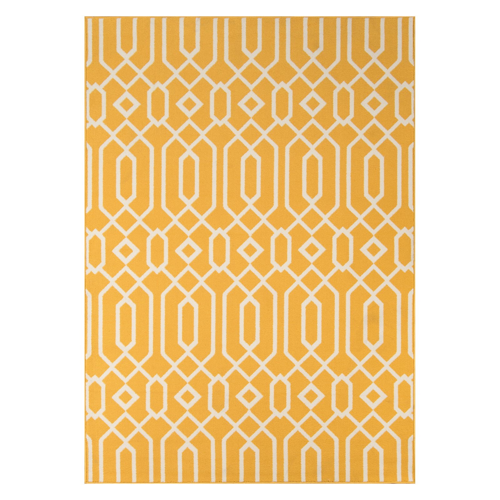Sunny Trellis Yellow Synthetic 3'11" x 5'7" Easy-Care Area Rug