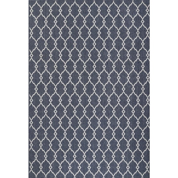 Momeni Baja Geometric Denim Indoor Outdoor Rug 1'8" X 3'7"