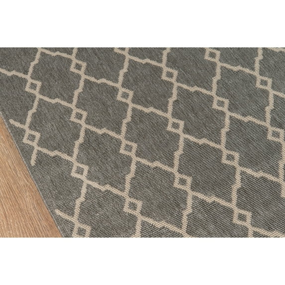 Momeni Baja Trellis Indoor Outdoor Rug Grey 2'3" x 4'6" 2' x 3' Indoor,Outdoor,Accent Ivory Rectangle