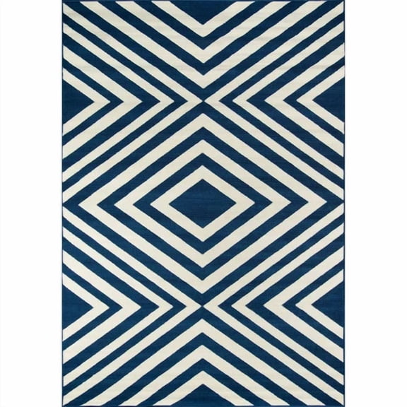 Momeni Baja Zig-Zag Easy Care Indoor Outdoor Area Rug. Navy 3'11" x 5'7"