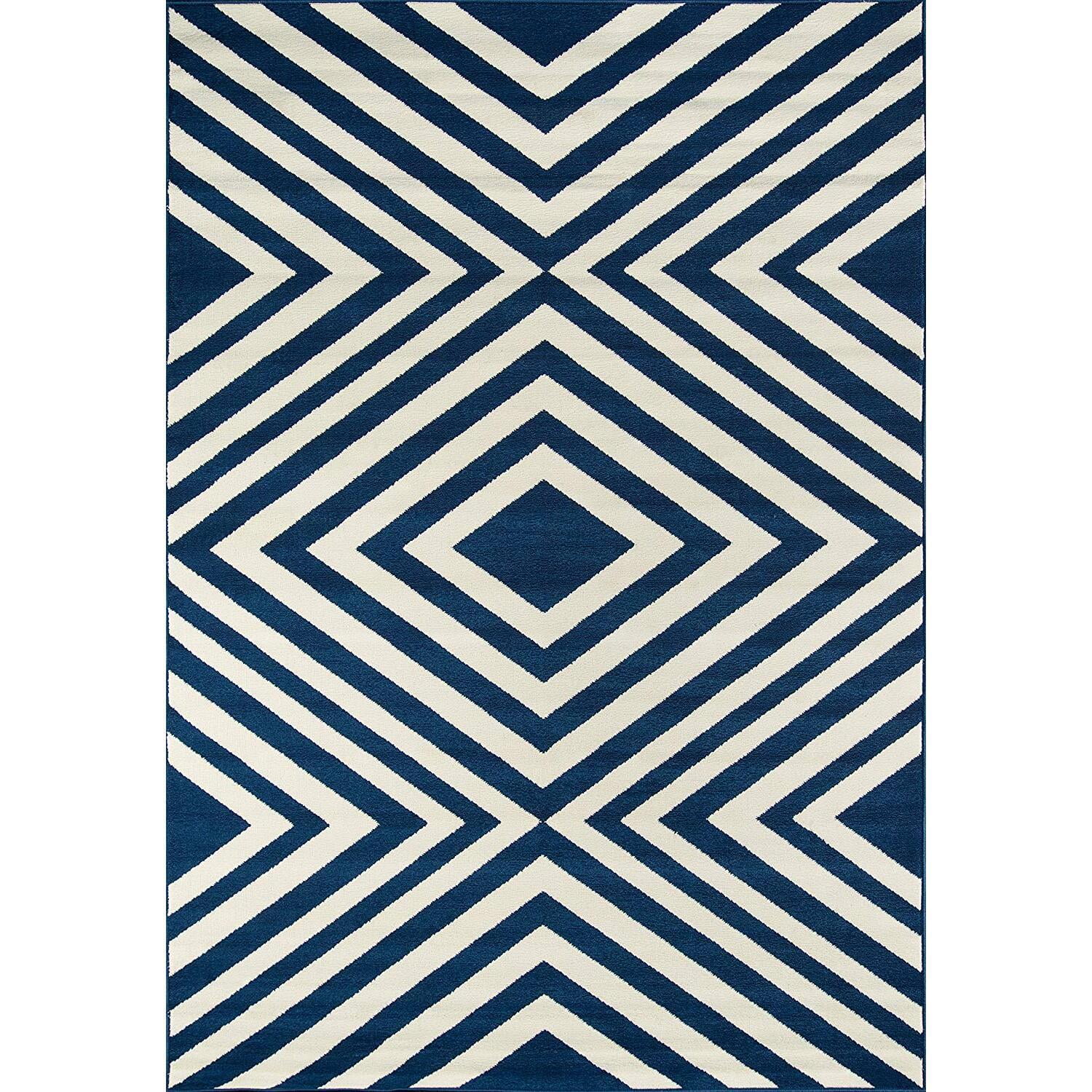 Momeni Baja Zig Zag Navy Indoor Outdoor Rug 3'11" X 5'7"