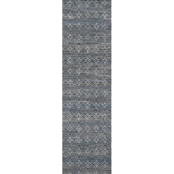 Momeni Bengal Jute and Cotton Hand Woven Blue Runner 2'3" X 8'