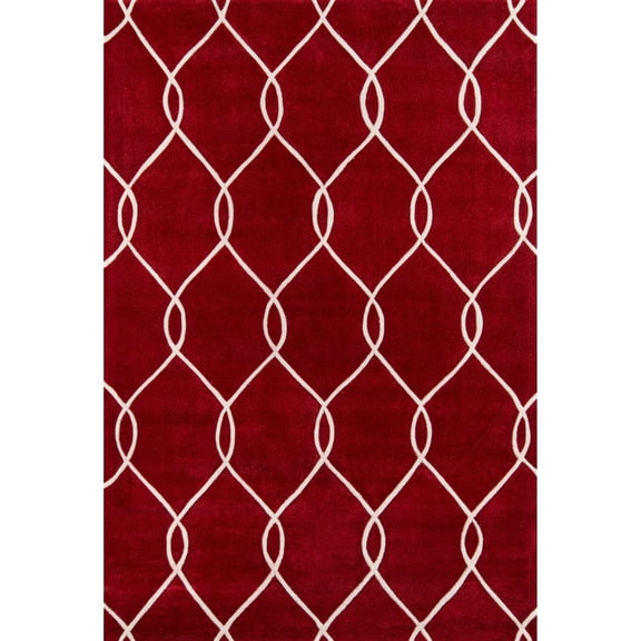 Momeni  Bliss Hand Tufted Polyester Contemporary Geometric Area Rug Red 2' x 3' 2' x 3' Indoor, Handmade Ivory Rectangle