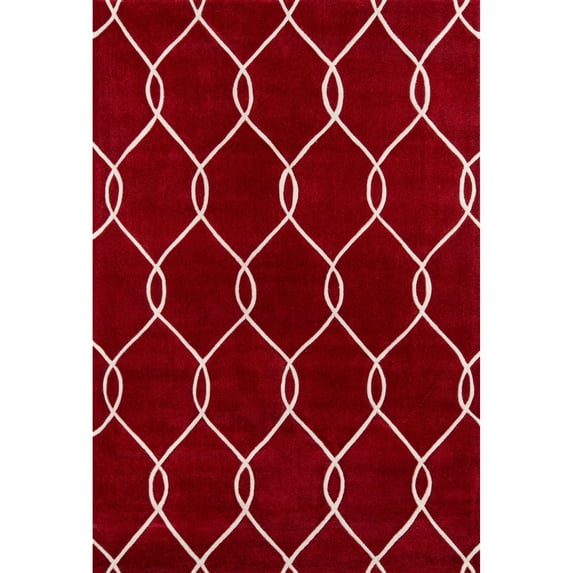 Momeni Bliss Hand Tufted Polyester Contemporary Geometric Area Rug Red 2' x 3' 2' x 3' Indoor, Handmade Ivory Rectangle