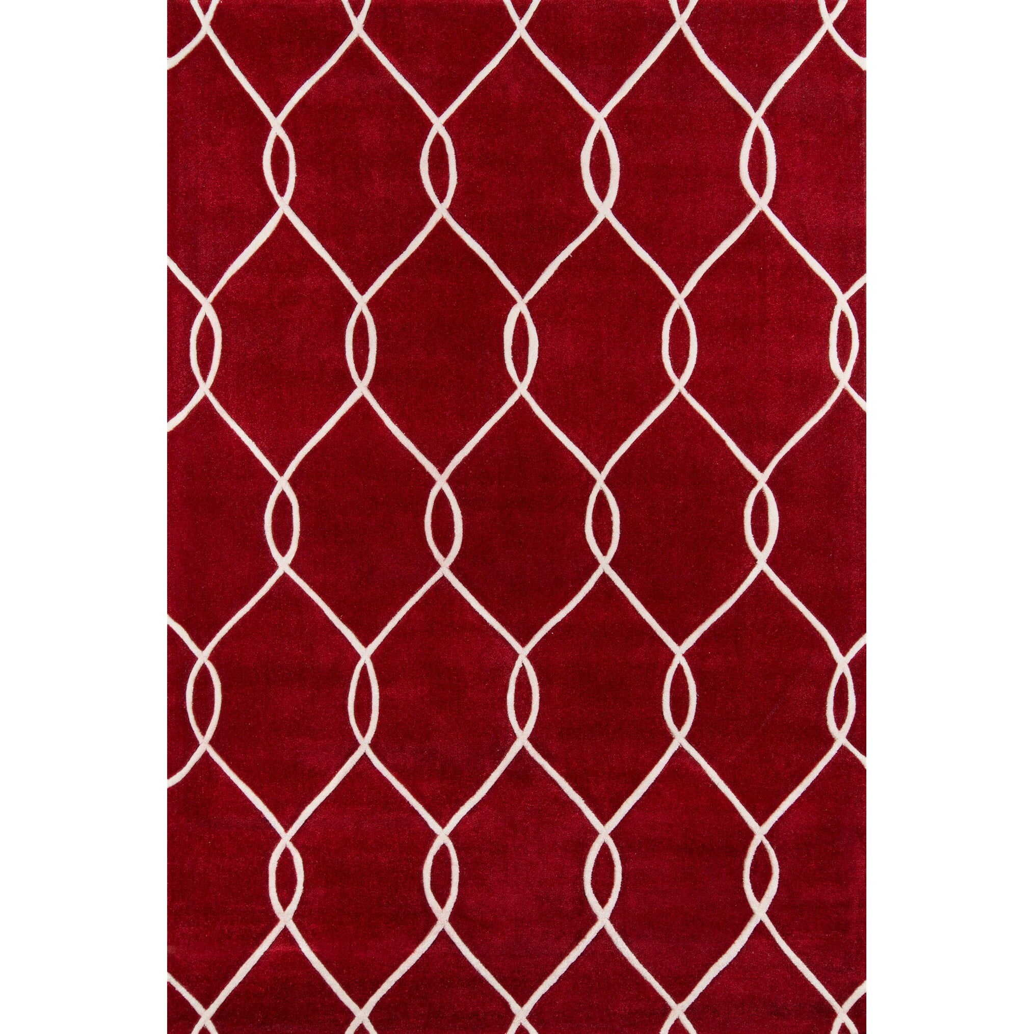 Red Hand-Tufted Geometric Pattern 5' x 7'6" Area Rug