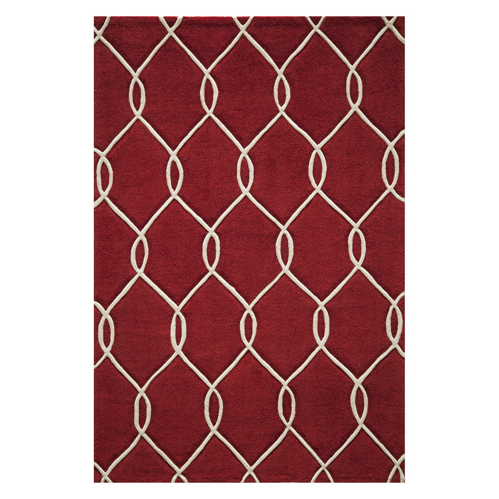 Red Hand-Tufted Geometric Pattern 5' x 7'6" Area Rug