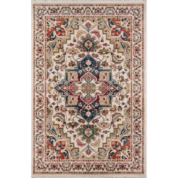Momeni Blue Lenox Rugs in Rectangle Shape - Big Ivory 5' x 7'5" 5' x 8' Indoor Blue Rectangle