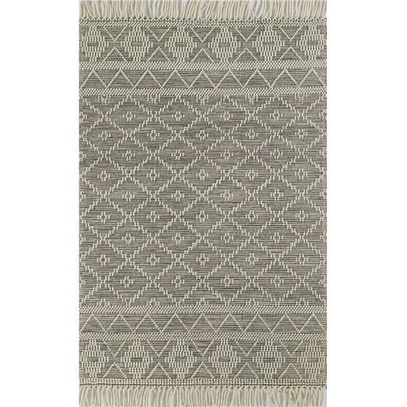 Momeni Boulder Hand Woven Wool and Cotton Geometric Charcoal Area Rug 9' X 12'