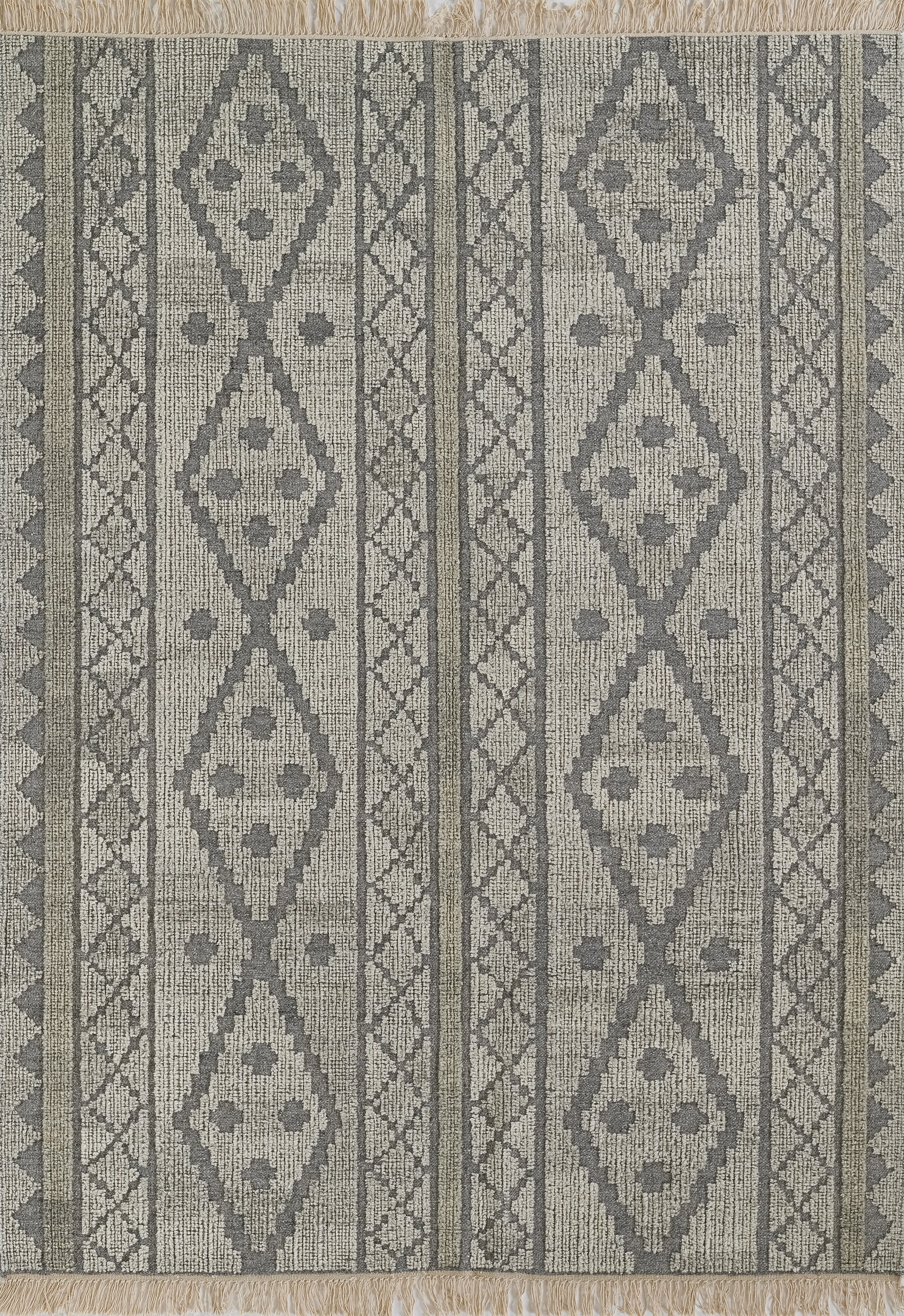 Handmade Rectangular Gray Wool Geometric Area Rug 2' x 3'