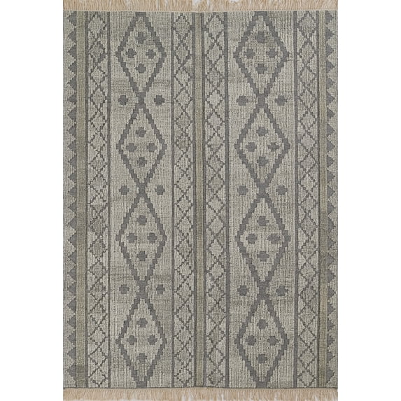 Momeni Bristol Hand Woven Wool and Cotton Geometric Grey Area Rug 2' X 3'