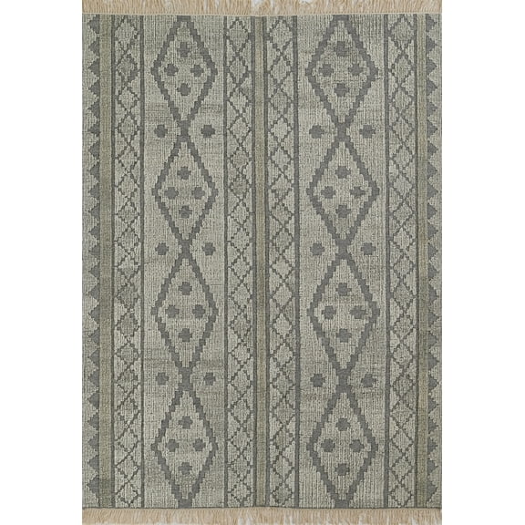 Momeni Bristol Hand Woven Wool and Cotton Geometric Grey Area Rug 2' X 3'