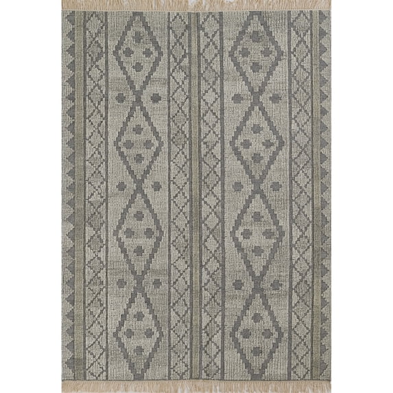 Momeni Bristol Hand Woven Wool and Cotton Geometric Grey Area Rug 3'6" X 5'6"