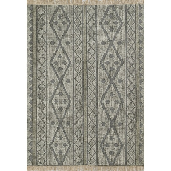 Momeni Bristol Hand Woven Wool and Cotton Geometric Grey Area Rug 5' X 8'