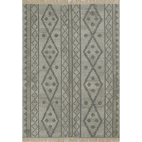 Momeni Bristol Hand Woven Wool and Cotton Geometric Grey Area Rug 9' X 12'
