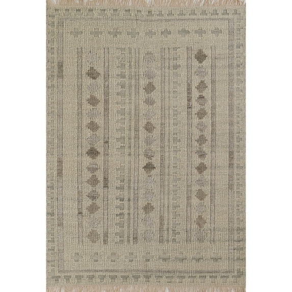 Momeni Bristol Hand Woven Wool and Cotton Geometric Ivory Area Rug 9' X 12'
