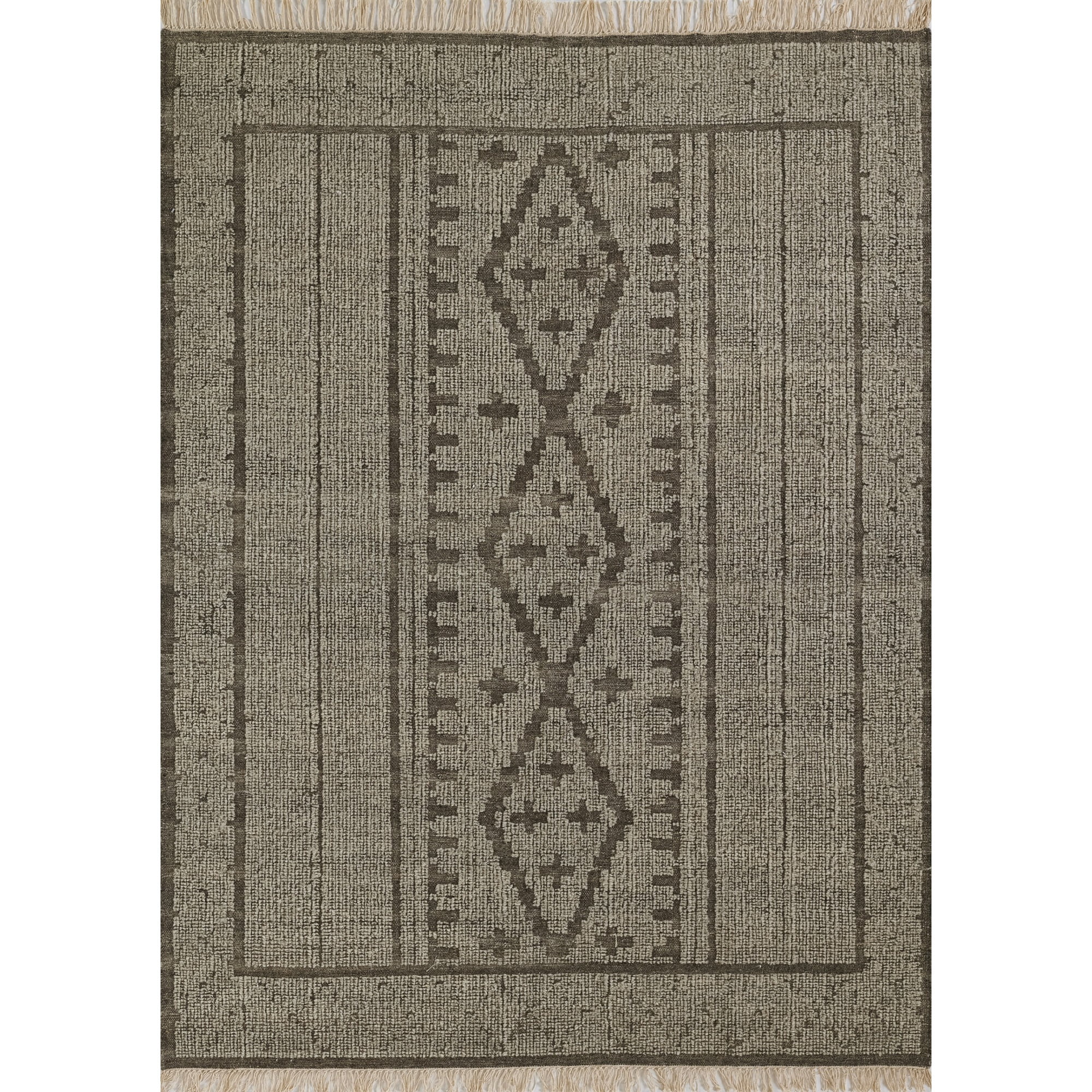 Bristol Handwoven Geometric Wool Blend Area Rug, 5' x 8', Natural