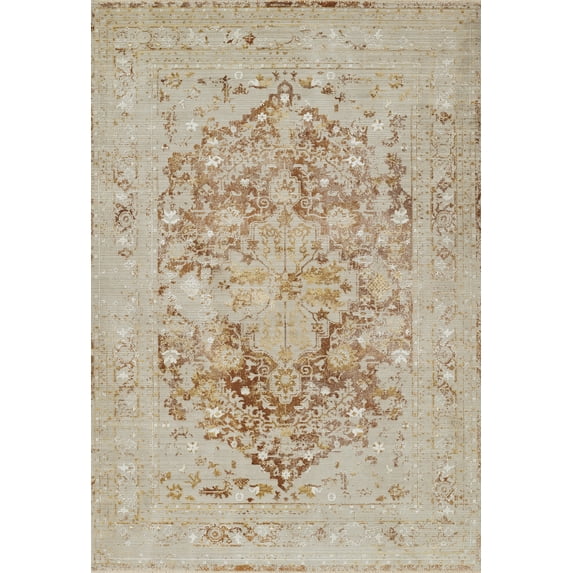 Momeni Cambridge Viscose and PES Medallion Copper Area Rug 5'3" X 7'7"