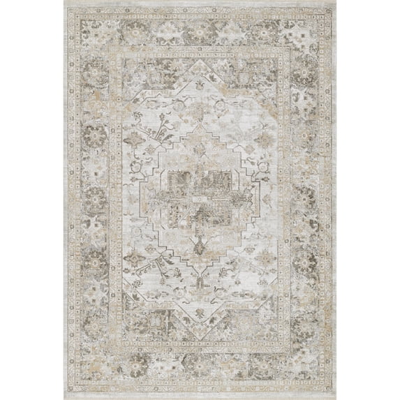 Momeni Cambridge Viscose and PES Medallion Taupe Area Rug 8'10" X 12'7"