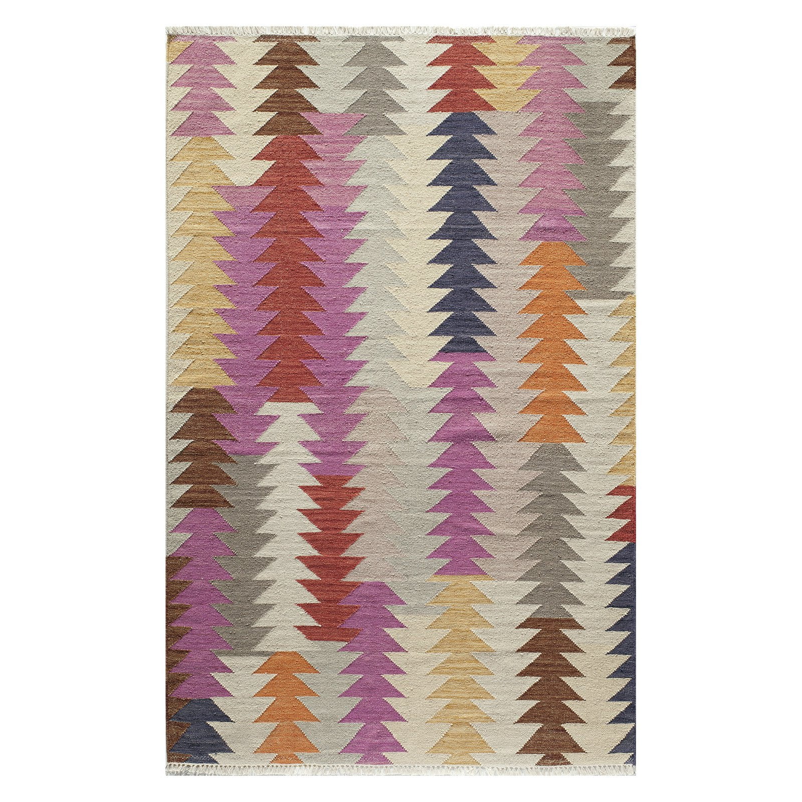 Handwoven Multicolor Wool Geometric 5' x 7' Area Rug