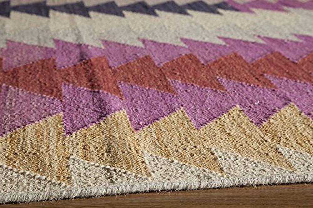 Caravan Geometric Handwoven Wool and Synthetic Red Area Rug