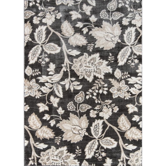 Momeni Carroll Gardens Machine Made Polyester Charcoal Area Rug 9'3" X 12'6"