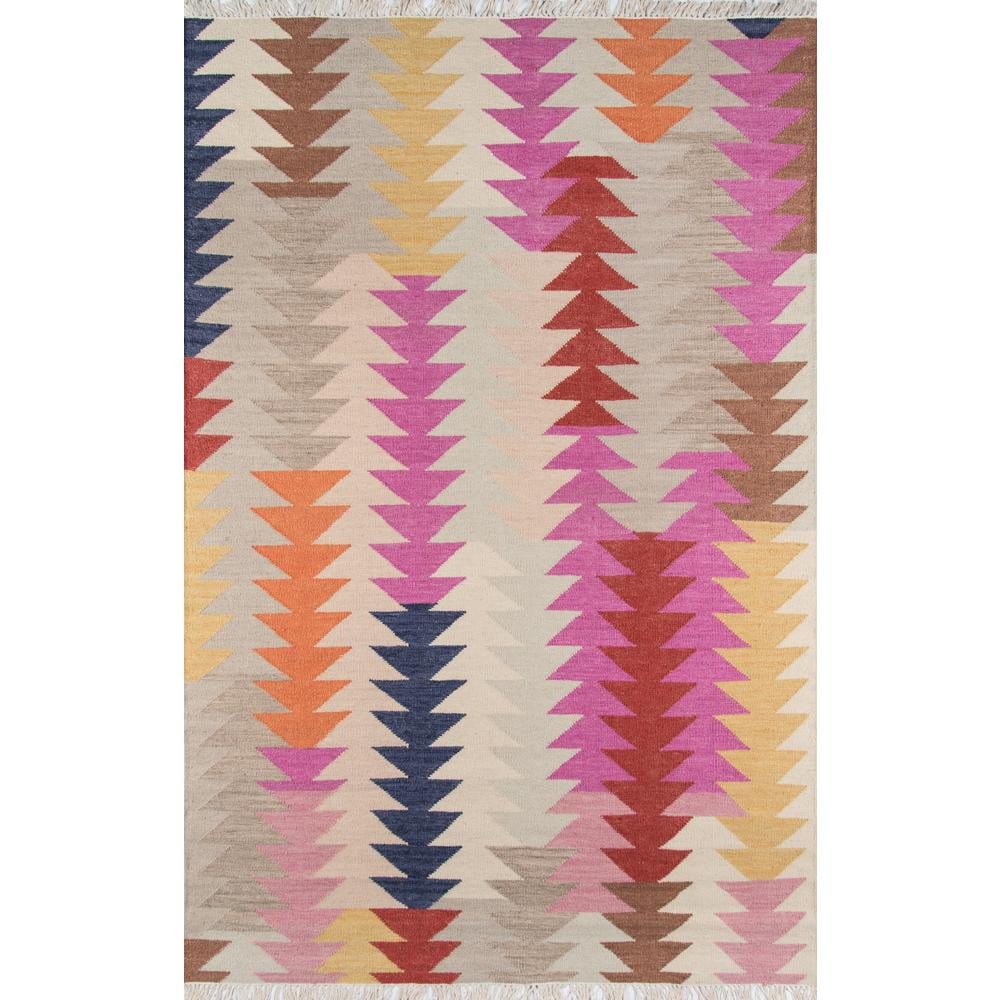 Bohemian Reversible Handwoven Wool Rug in Red, 7'6" x 9'6"