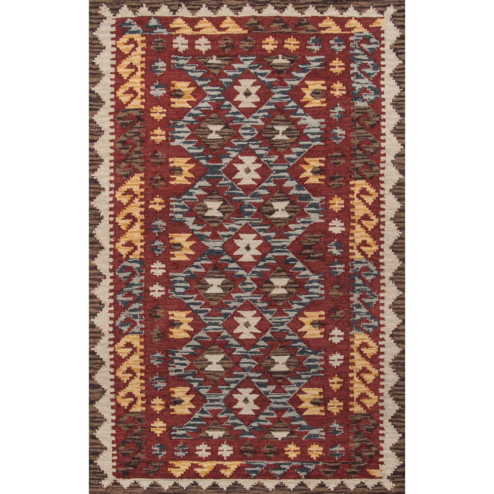 Hand-Tufted Red Wool 5' x 8' Geometric Area Rug
