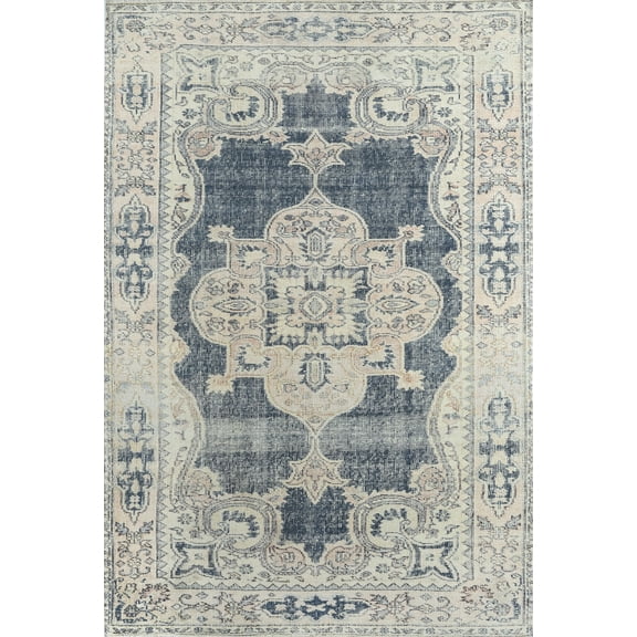 Momeni Chandler Cotton and Polyester Medallion Navy Area Rug 2' X 3'