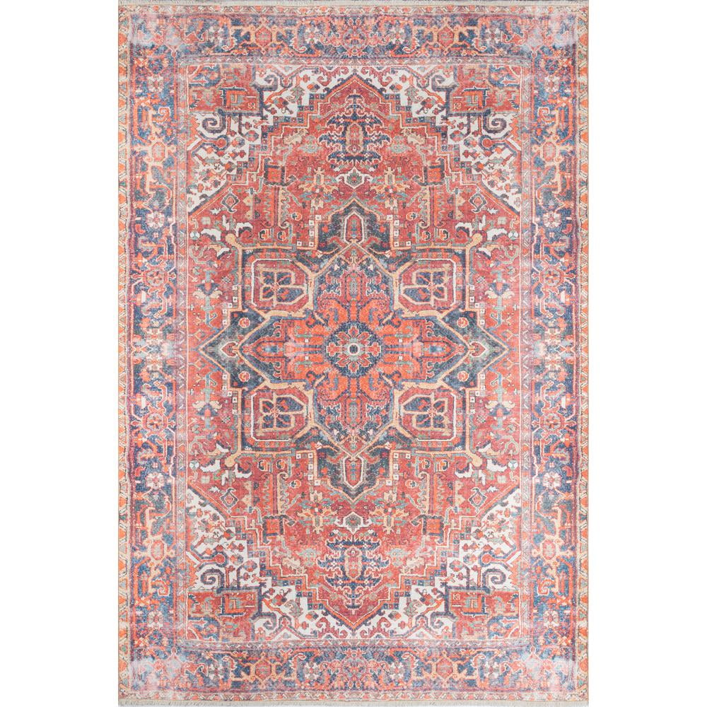 Chandler Red and Multicolor Hand-Knotted Rectangular Area Rug