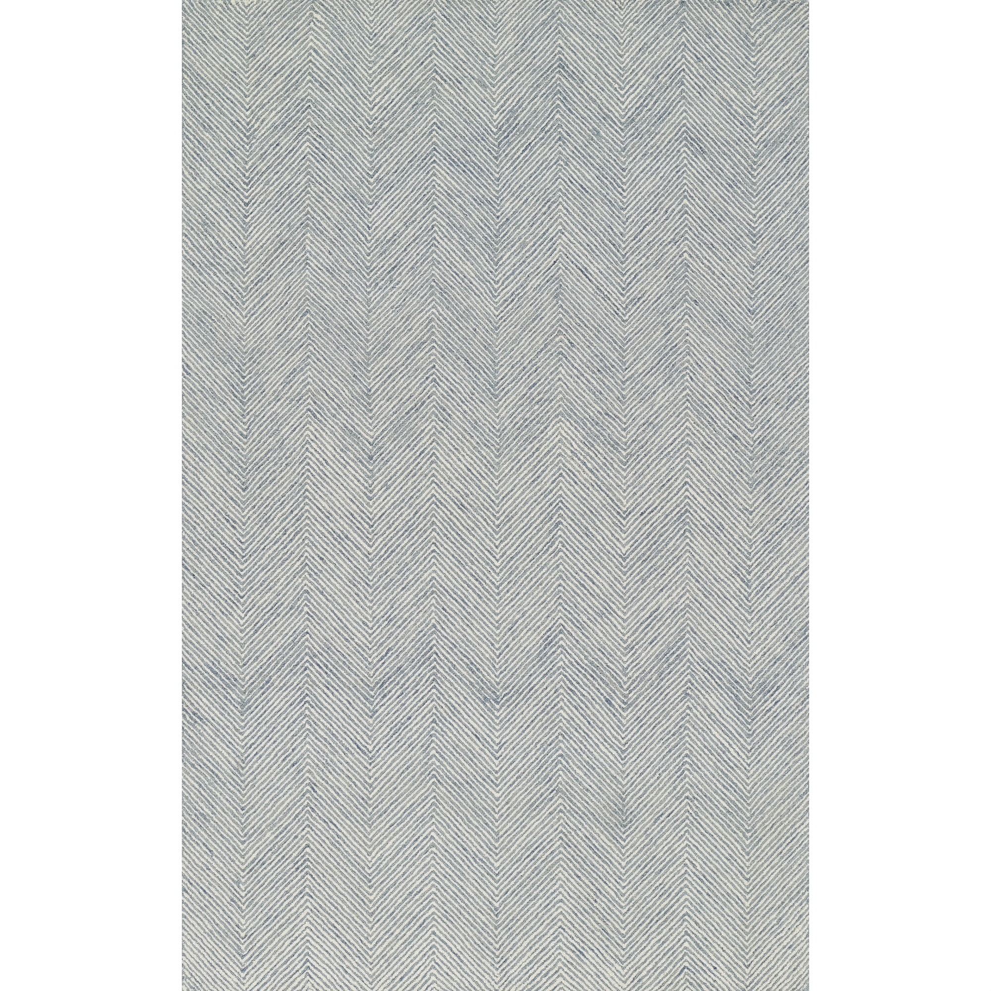 Handmade Blue Herringbone Wool-Chenille Rug 3'6" x 5'6"