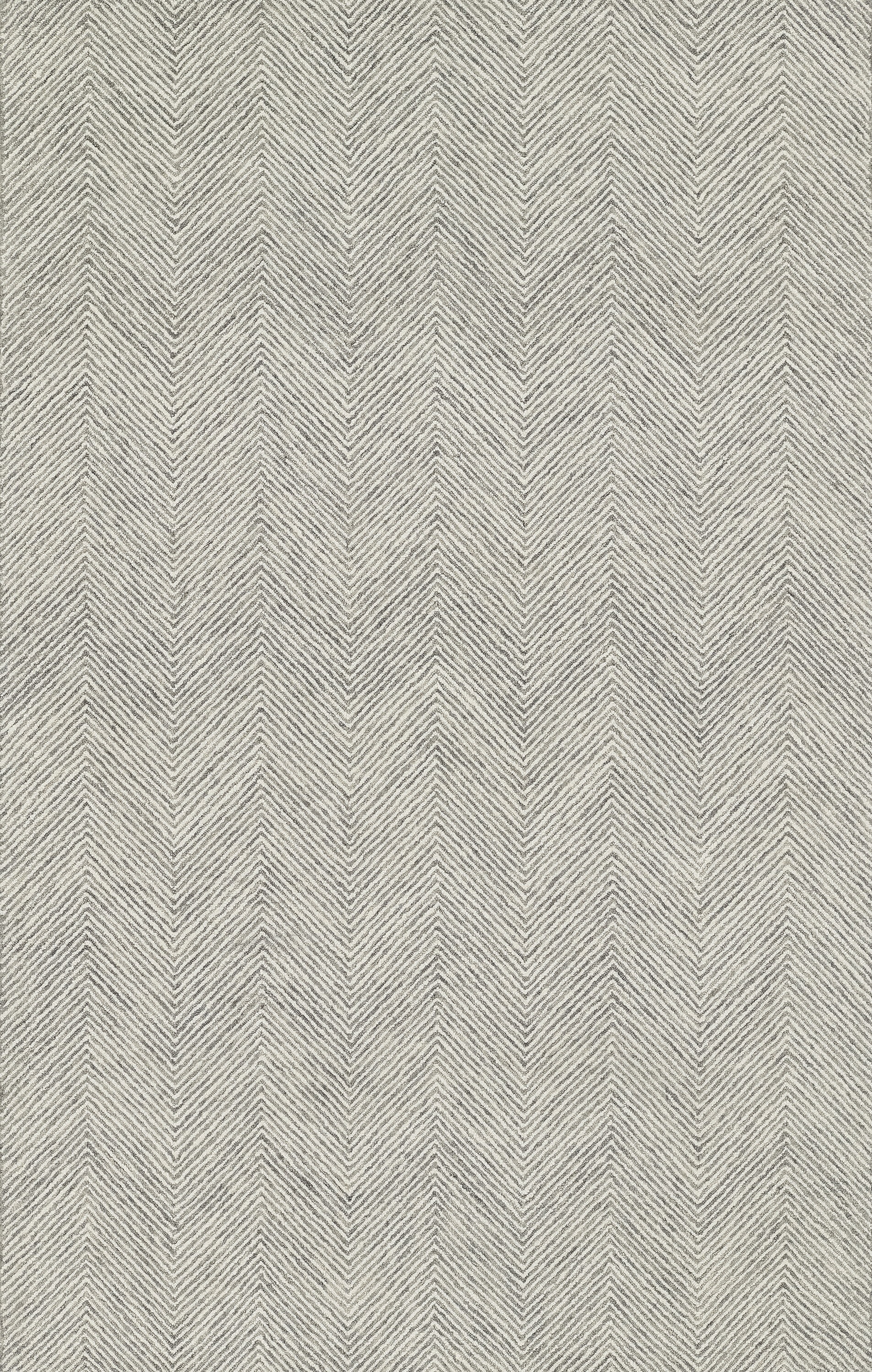 Gray Herringbone Hand Tufted Wool Area Rug 5' x 8'
