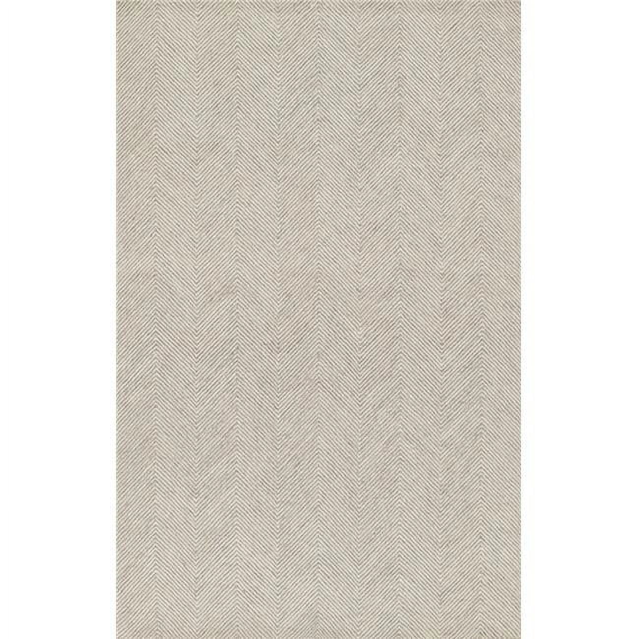 Taupe Herringbone Wool and Chenille 9' x 12' Handmade Rug