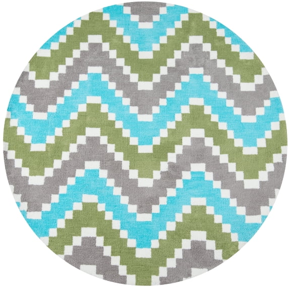 Momeni Chevron Modern Area Rugs, Blue/Green/Gray, 179.00" x 59.00"