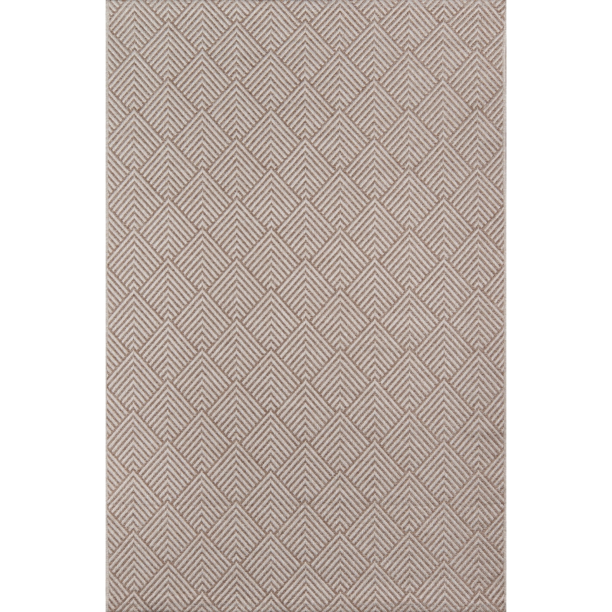 Tropical Geometric Beige Synthetic 5' x 7' Easy-Care Rug