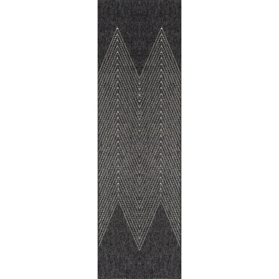 Momeni Como Polypropylene Machine Made Charcoal Indoor Outdoor Rug 2'7" X 7'6"