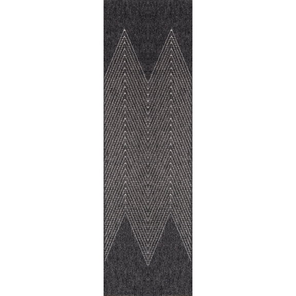 Momeni Como Polypropylene Machine Made Charcoal Indoor Outdoor Rug 2'7" X 7'6"
