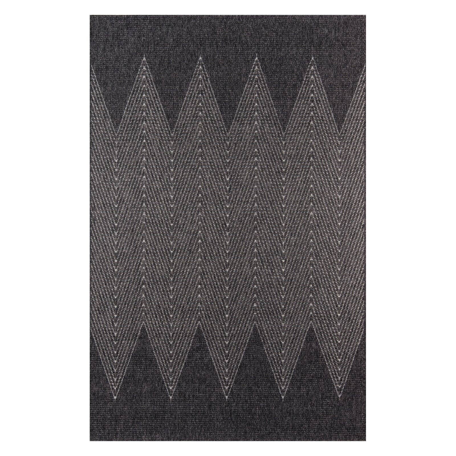 Como Charcoal Geometric 2' x 3' Synthetic Indoor/Outdoor Rug