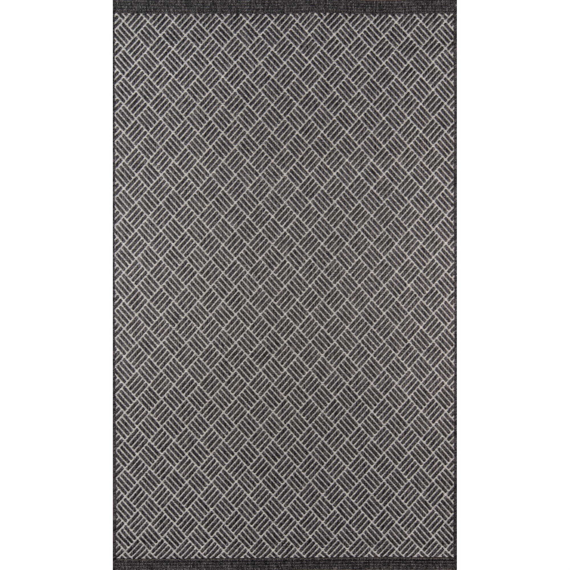 Charcoal Geometric Easy Care Indoor Outdoor Rug 2' x 3'