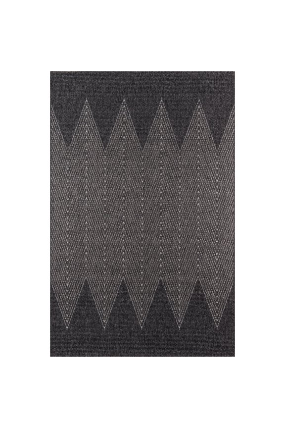 Como Polypropylene Machine Made Charcoal Indoor Outdoor Rug 2' X 3'