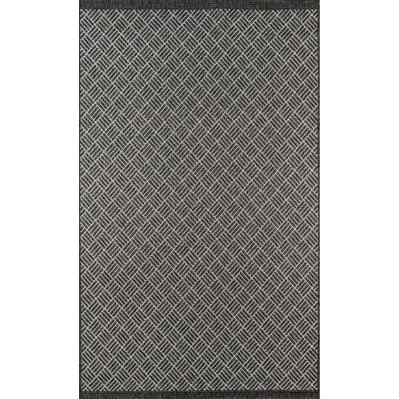 Momeni Como Polypropylene Machine Made Charcoal Indoor Outdoor Rug 3'11" X 5'7"