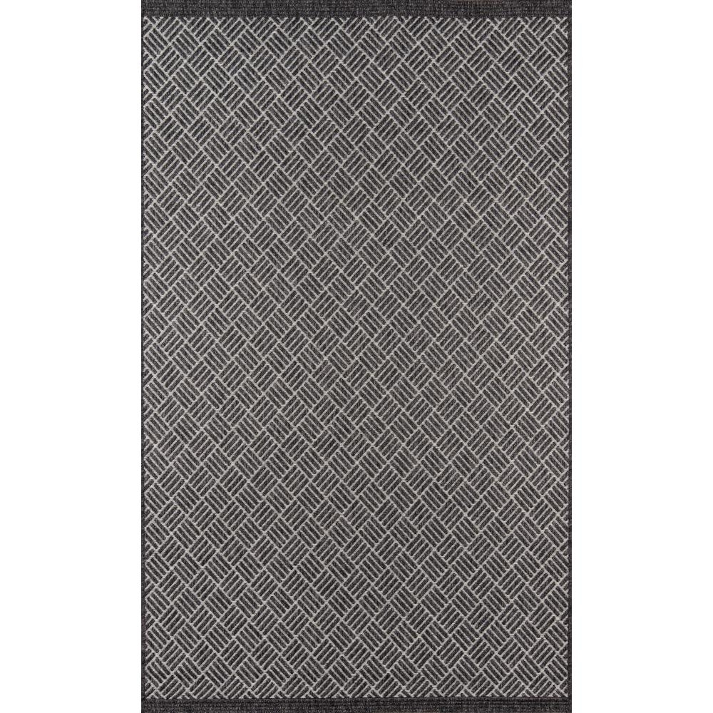 Charcoal Geometric 47'' Synthetic Outdoor Rug