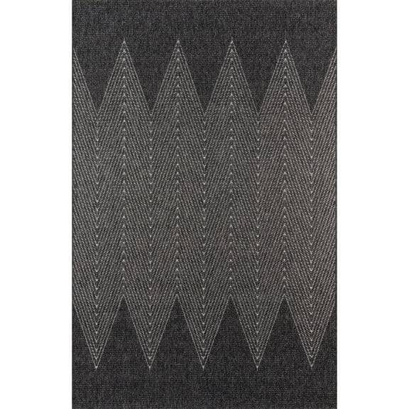 Momeni Como Polypropylene Machine Made Charcoal Indoor Outdoor Rug 5' X 7'6"