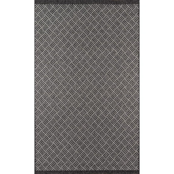 Momeni Como Polypropylene Machine Made Charcoal Indoor Outdoor Rug 7'10" X 10'10"