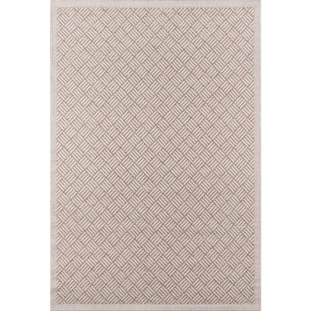 Tan Geometric Stain-Resistant Synthetic Indoor Outdoor Rug